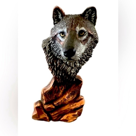 Bronze Wolf Head Sculpture by Kitty Cantrell Legends Mixed Media 4.5" - Picture 1 of 10